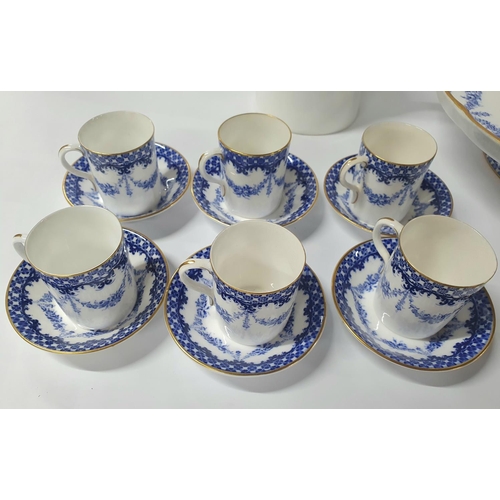 142 - Royal Worcester pattern number WJ619 1910-1912 blue & white bouquet design consisting of 6 coffee ca... 