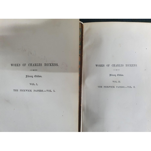 101 - The Posthumus papers of the Pickwick club volumes I & II, 1866 Library edition by Charles Dickens  b... 