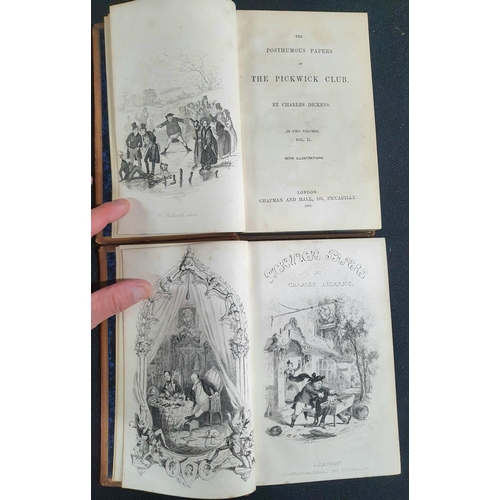 101 - The Posthumus papers of the Pickwick club volumes I & II, 1866 Library edition by Charles Dickens  b... 