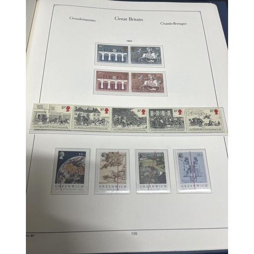 176 - Blue Great Britain stamp album containing Queen Victoria to QEII 1984 to include the complete mint u... 