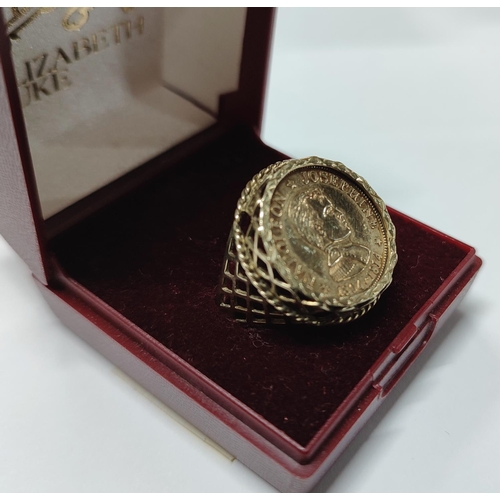 225 - A 9ct. yellow gold ring with Napoleon Josephine 1804-1814 head coin

5.7 grams
Size - T