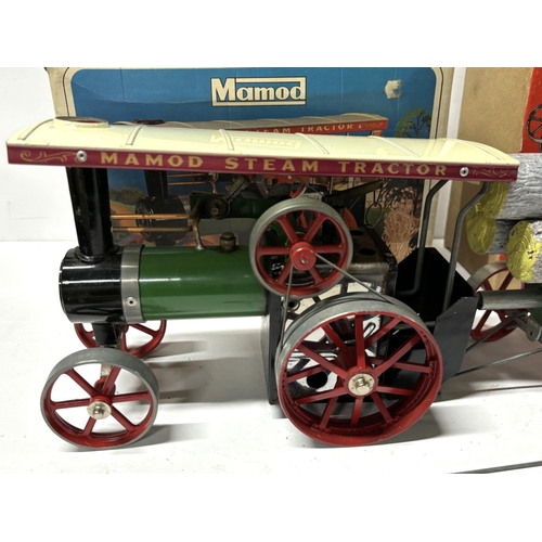 111 - Boxed Mamod steam Tractor with Boxed Lumber Wagon