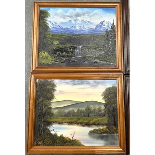 83 - 4 Oil on Boards signed Brown Forrest and Snowy scenes