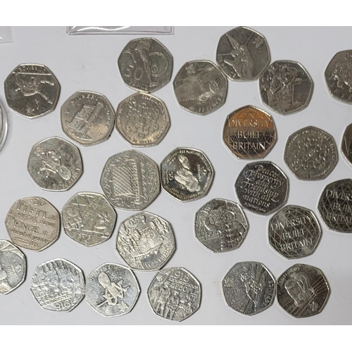 27 - Large Quantity of rare 50ps and other QEII coins together with a USA 1880 silver dollar and other co... 