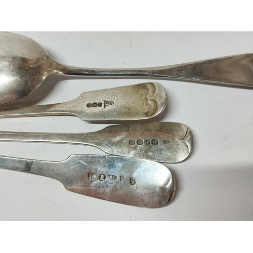 239 - Three Georgian hallmarked serving spoons and another marked Sterling (4)

Approx. 240 grams