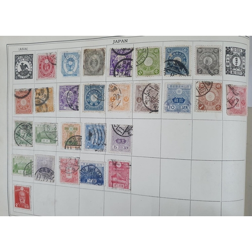 201 - Old blue Improved stamp album depicting a large quantity of early stamps from all continents especia... 