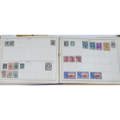 201 - Old blue Improved stamp album depicting a large quantity of early stamps from all continents especia... 