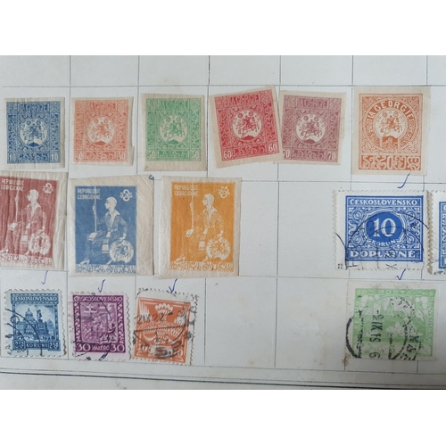 201 - Old blue Improved stamp album depicting a large quantity of early stamps from all continents especia... 