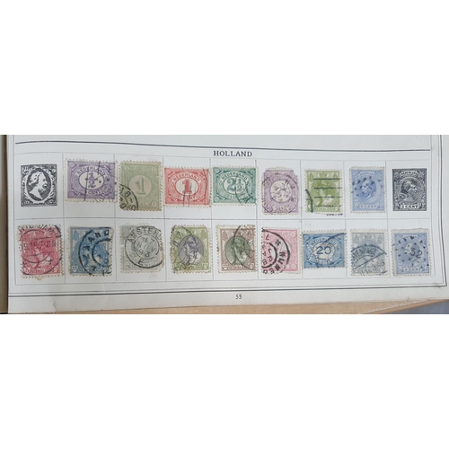 201 - Old blue Improved stamp album depicting a large quantity of early stamps from all continents especia... 