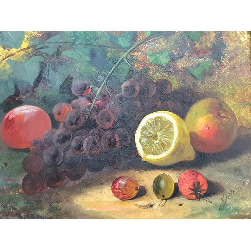 29 - Indistinctly signed late 19thC oil  on canvas still-life with fruit in fine quality original gilt fr... 