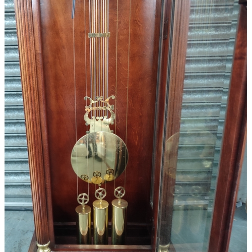 103 - Howard Miller, longcase Grandfather clock with three weights and pendulum