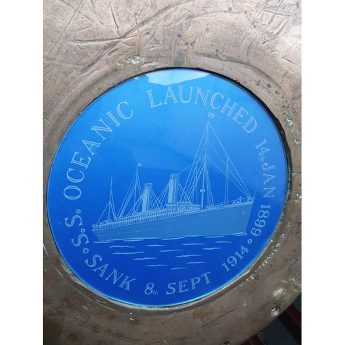 217 - Solid brass antique circular table, all the parts came from the wreck of the S.S. Oceanic which was ... 