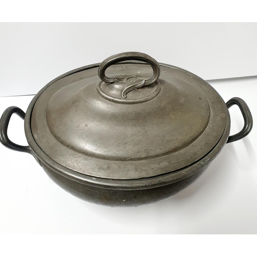 374 - Antique pewter lidded terrine