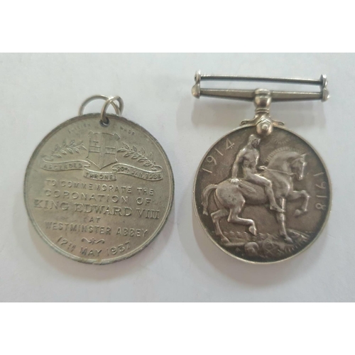 362 - George V 1914-1918 War medal for F.B.N. Preston O TEL RNVR M.Z5413 together with a 12th May 1937 Kin... 