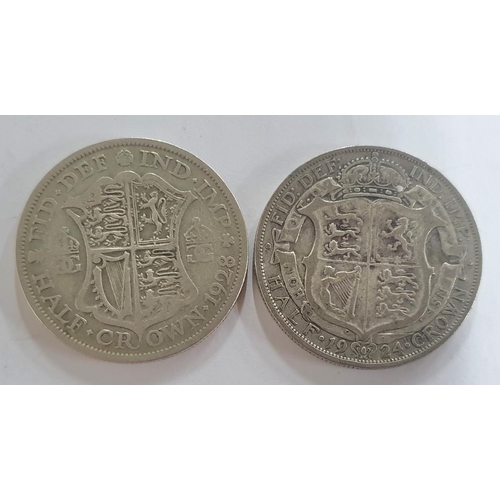 321 - Two George V half crowns 1924 & 1928 together with a quantity of silver 3ds (QV-Edward VII, George V... 