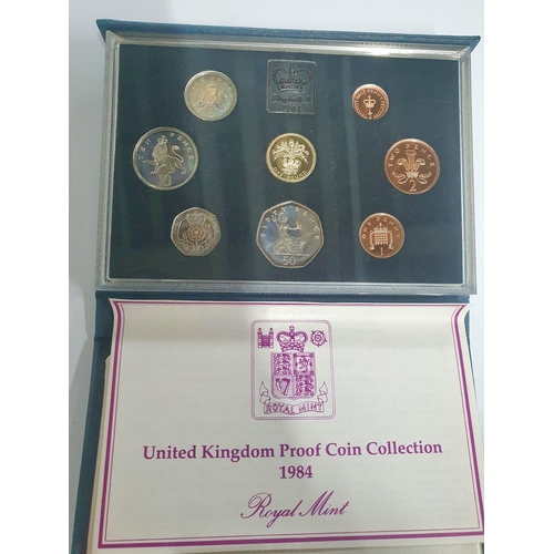 323 - 1984 Royal Mint blue cased proof coin set