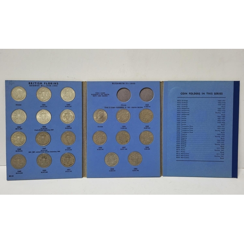 334 - Blue coin album containing GB Florins (1944 - 1967)