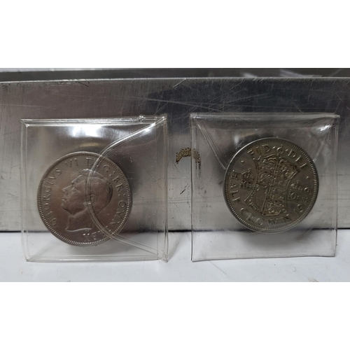 347 - Large collection of George VI and QEII half crowns in a long metal tub (Qty),

Most in VF or uncircu... 