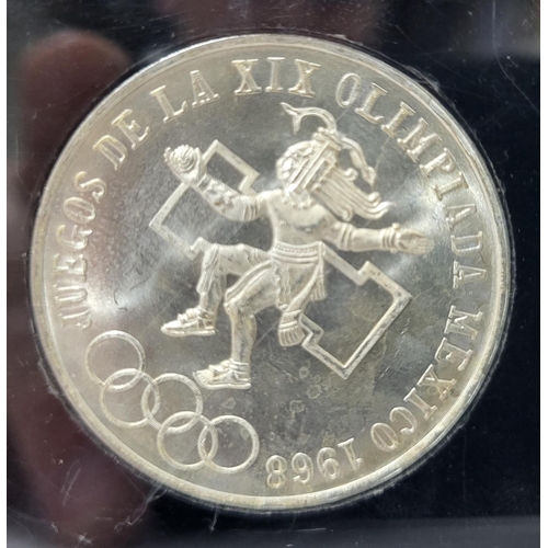 348 - Three 1968 Mexican 25 Pesos Olympics silver coin, 0.72 percent silver weighing 1 ounce each (3),

Al... 