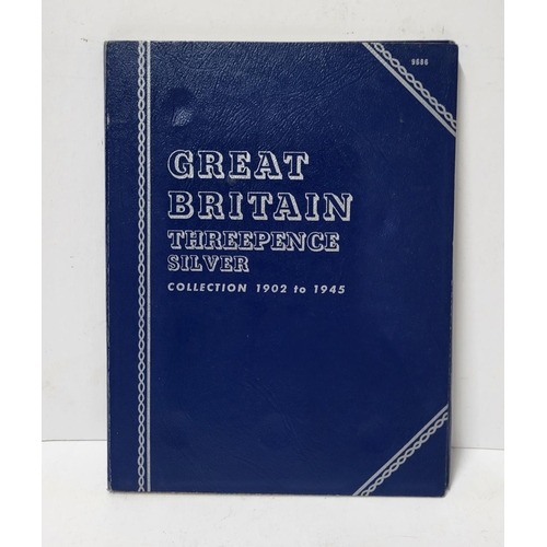 352 - Blue album of George V & George VI silver 3d's (1903 - 1944)