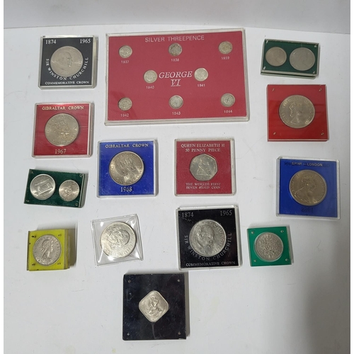 353 - Quantity of Cased QEII and Gibraltar coins as well as a set of George VI silver 3d's (Qty),

All unc... 