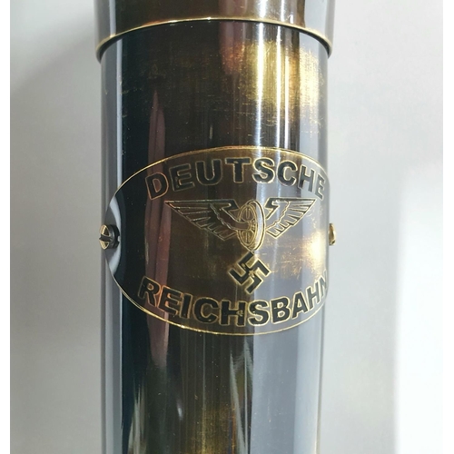 397 - Nazi Telescope with German wording and swastika, brass with Zeiss lens, known as the German railway ... 