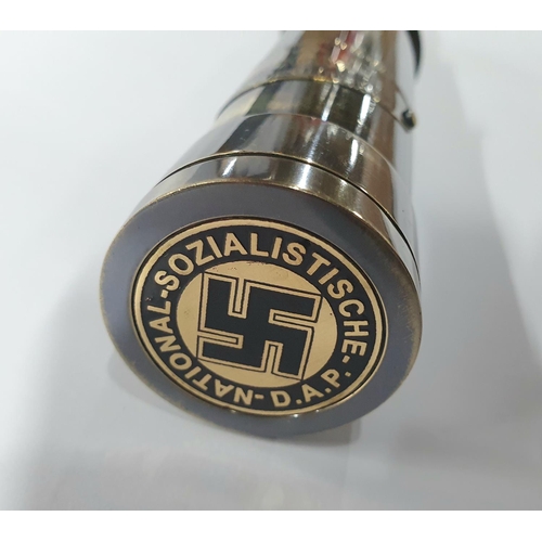 397 - Nazi Telescope with German wording and swastika, brass with Zeiss lens, known as the German railway ... 