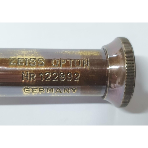 397 - Nazi Telescope with German wording and swastika, brass with Zeiss lens, known as the German railway ... 