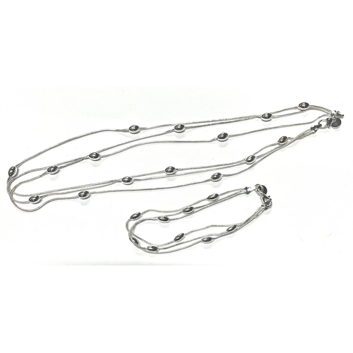 279 - 2 hallmarked silver bangles along with silver 3 strand necklace and bracelet