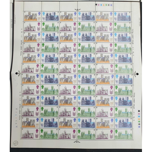 489 - GB QEII 5 whole mint sheets and some part sheets of 1969 British Cathedral sets (Qty)