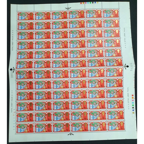 491 - GB QEII late 1960s Christmas stamps in Full and part sheets (Qty),

All mint