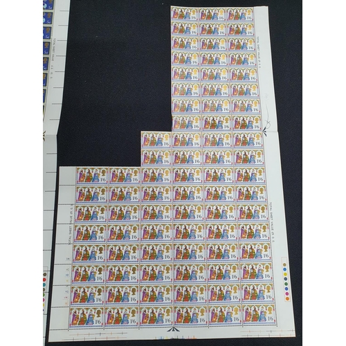 491 - GB QEII late 1960s Christmas stamps in Full and part sheets (Qty),

All mint