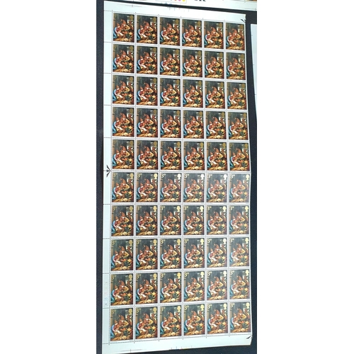 491 - GB QEII late 1960s Christmas stamps in Full and part sheets (Qty),

All mint