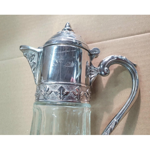 536 - Cut glass and silver plate claret jug