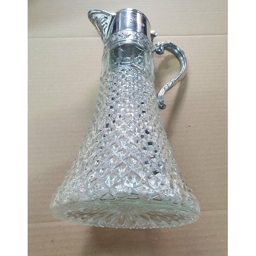 536 - Cut glass and silver plate claret jug