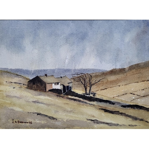 447 - Pair of A I Browne northern moorland watercolours in matching wood frames (2)