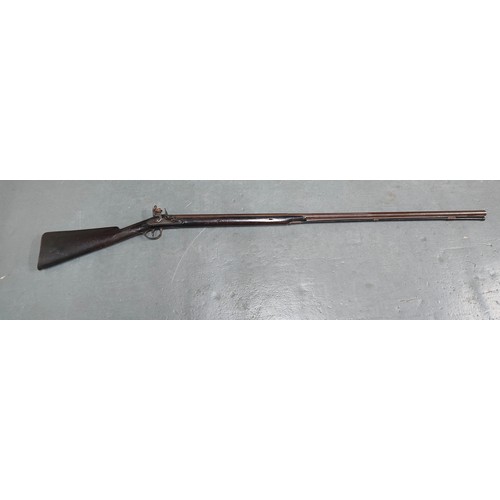 61 - Antique 19thC. long-barrelled flint-lock rifle with ornate engravings marked 