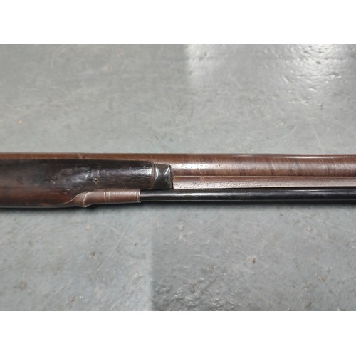 61 - Antique 19thC. long-barrelled flint-lock rifle with ornate engravings marked 