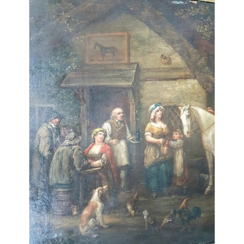 38 - George MORLAND (1762/63-1804) oil on cut-down canvas, laid onto chamfered wood panel 