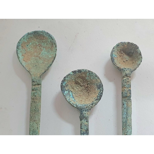 40 - Three Roman copper medicine or cosmetics spoons (3)