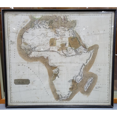 48 - Framed hand-coloured Georgian map of Africa together with a circular hand-coloured globe map of the ... 