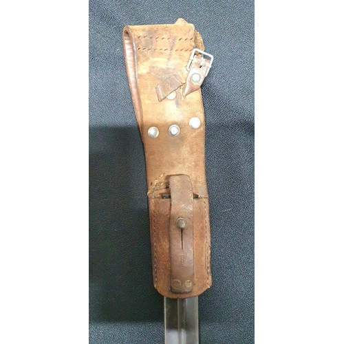 64 - WW2 Swedish Mauser army issue EAB bayonet with long metal scabbard, complete with leather frog