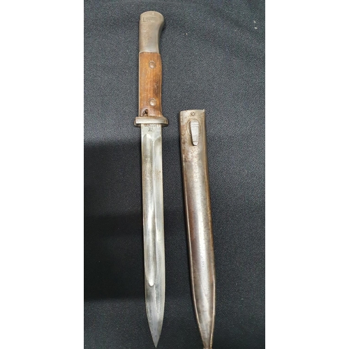 65 - German WWI era bayonet and metal scabbard by J.A.HENCKELS-ZWILLINGWERK-SOLINGEN