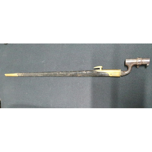 66 - A British Pattern Constabulary Carbine bayonet, circa 1840, stamped 'ER' with crown, complete with b... 