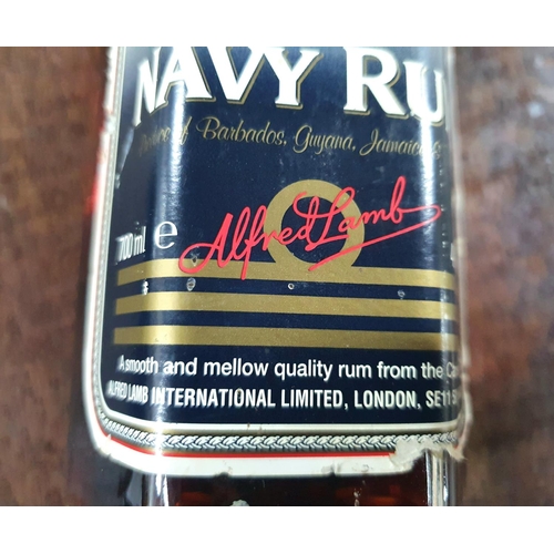 106 - Complete 1980s Lambs imported genuine Navy Rum 40% vol, 700ml