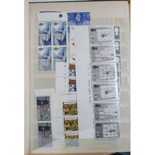 504 - Blue & Green stamp albums, 1 containing QEII pre-decimal commemorative blocks, the other album conta... 