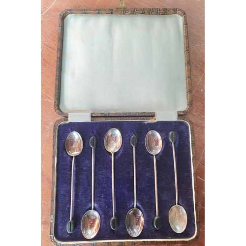 4 - Birmingham 1924 silver coffee bean set of 6 cased spoons