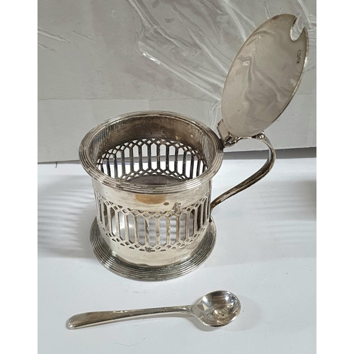 9 - London silver pepper pot together with a silver mustard pot (no glass liner) and an unmatched silver... 