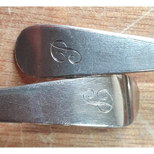 13 - Set of six hallmarked Georgian silver tea spoons with an engraved 