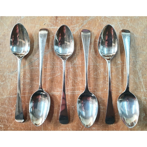 14 - Set of six plain Georgian hallmarked silver tea spoons (6),

Approx 87 grams